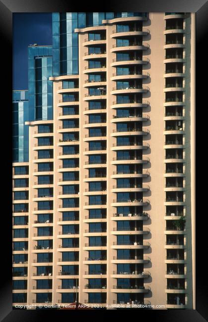 Apartment block, Honolulu, Oahu, Hawaii, USA Framed Print by Geraint Tellem ARPS