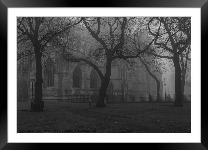 Doncaster Minster in the Mist Framed Mounted Print by Dave Harbon