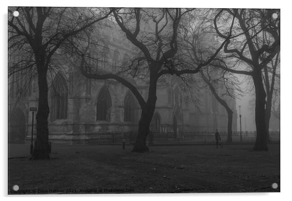 Doncaster Minster in the Mist Acrylic by Dave Harbon