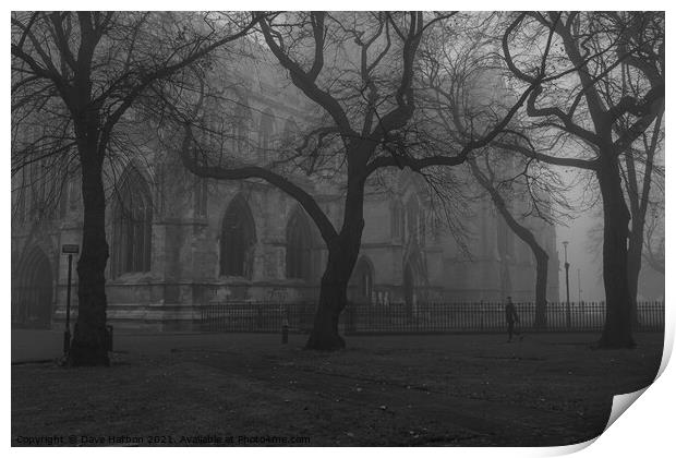 Doncaster Minster in the Mist Print by Dave Harbon