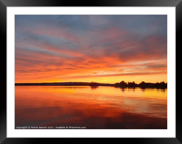 Red-orange Lake Zug Sunset Framed Mounted Print by Martin Baroch