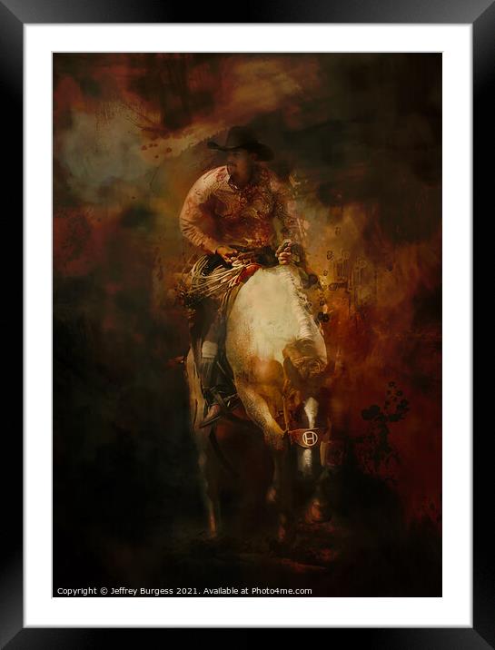 The Bronco Rider Framed Mounted Print by Jeffrey Burgess