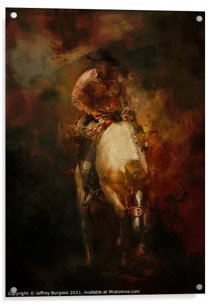 The Bronco Rider Acrylic by Jeffrey Burgess