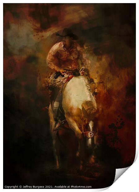 The Bronco Rider Print by Jeffrey Burgess