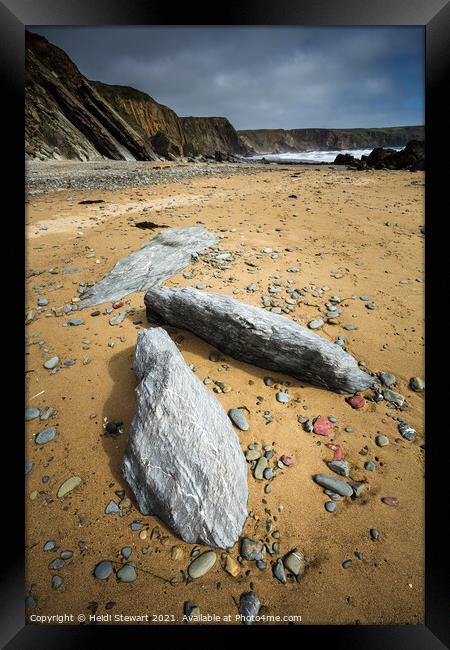 Three Rocks at Marloes Sands Framed Print by Heidi Stewart