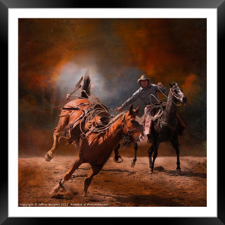 Rounding Up the Horse Framed Mounted Print by Jeffrey Burgess