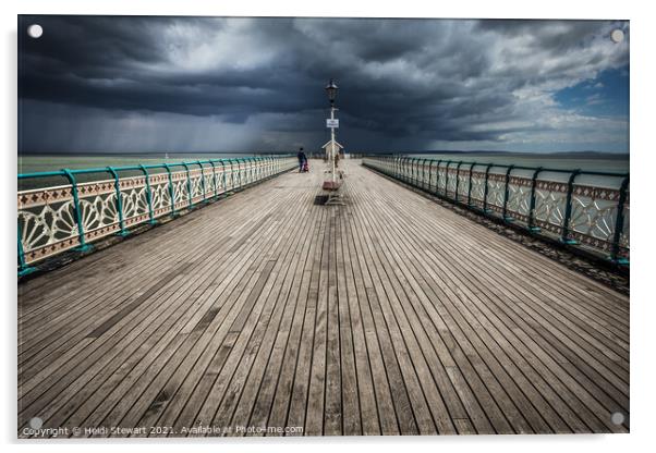 A Moody Penarth Pier  Acrylic by Heidi Stewart
