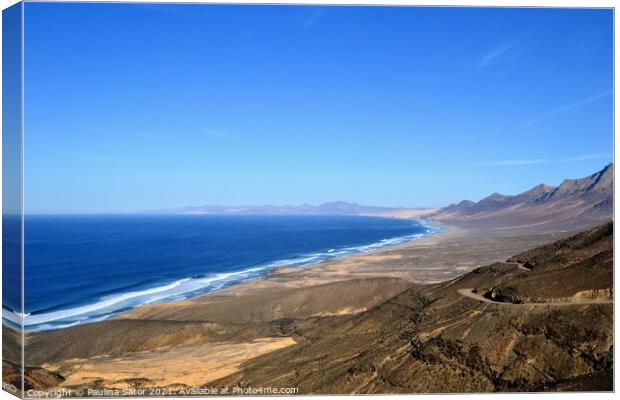 Road to the Cofete beach. Fuerteventura Canvas Print by Paulina Sator