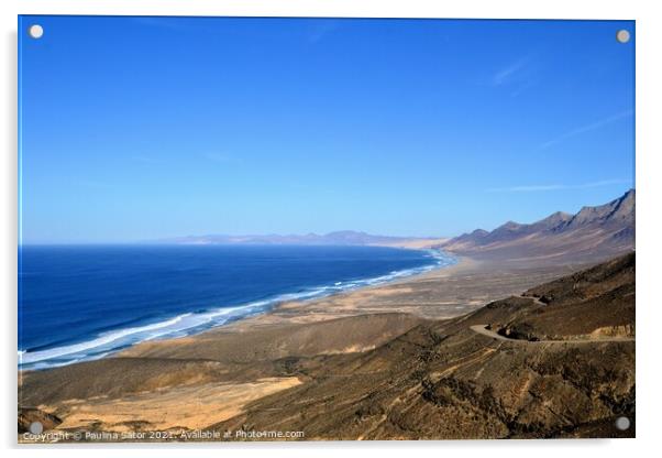 Road to the Cofete beach. Fuerteventura Acrylic by Paulina Sator