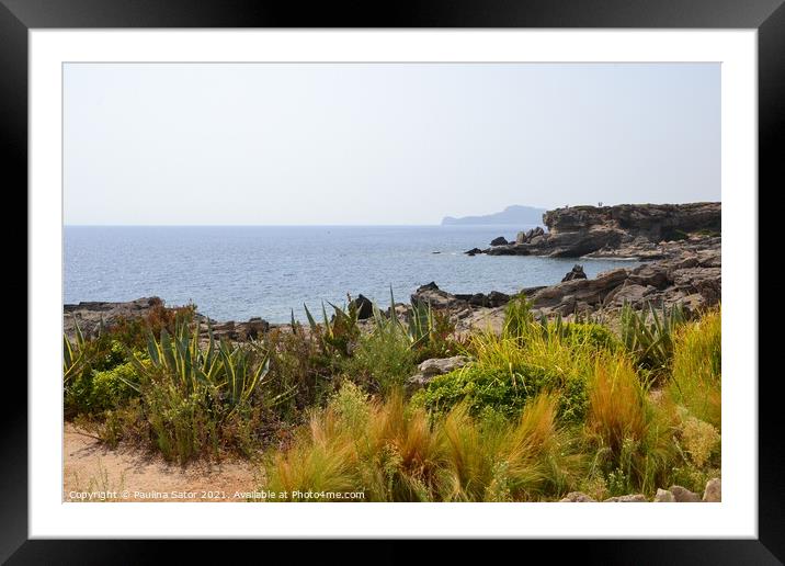 Blue and green Rhodes Framed Mounted Print by Paulina Sator