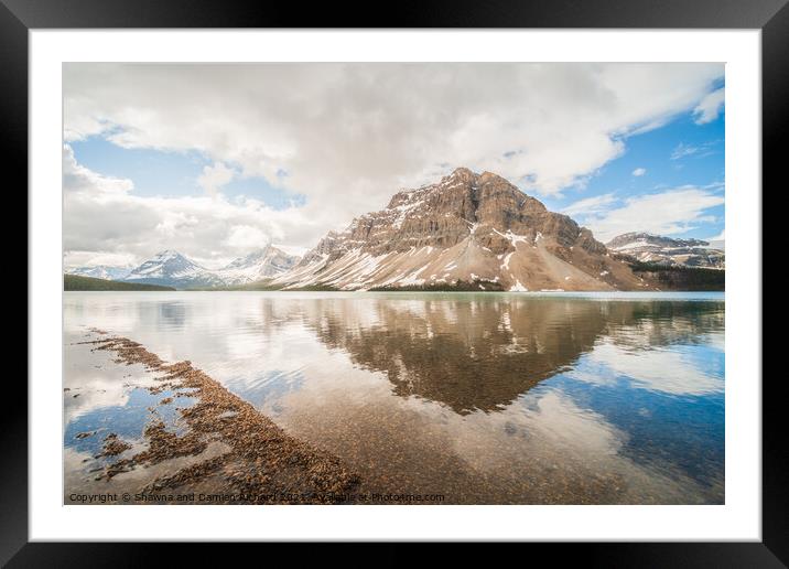 Crowfoot Mountain Reflected in Bow Lake Framed Mounted Print by Shawna and Damien Richard