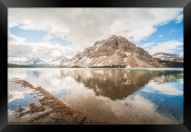 Crowfoot Mountain Reflected in Bow Lake Framed Print by Shawna and Damien Richard