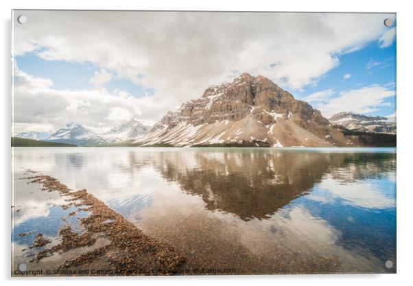 Crowfoot Mountain Reflected in Bow Lake Acrylic by Shawna and Damien Richard