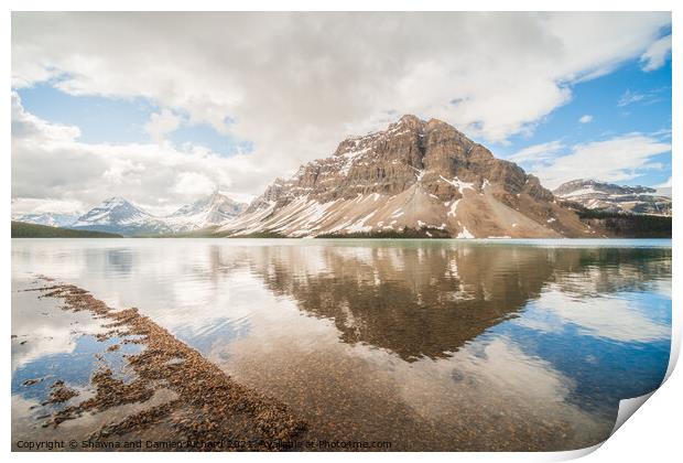 Crowfoot Mountain Reflected in Bow Lake Print by Shawna and Damien Richard