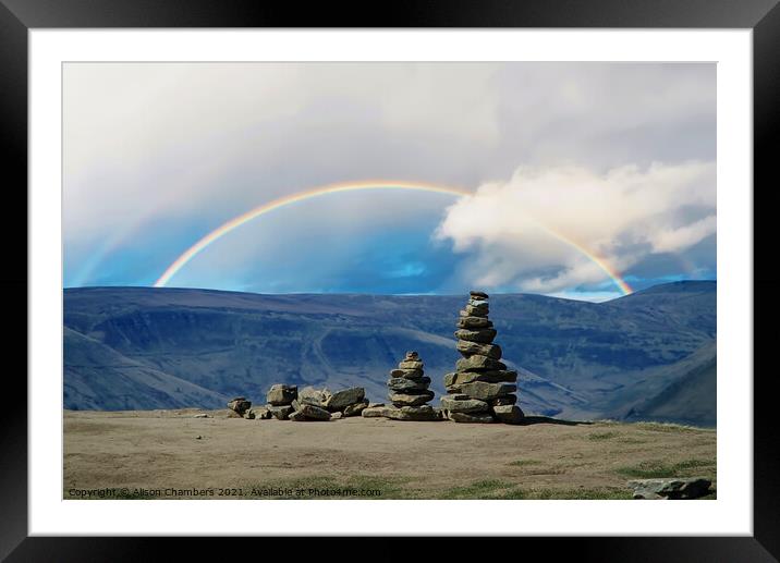 High Peak Rainbow  Framed Mounted Print by Alison Chambers