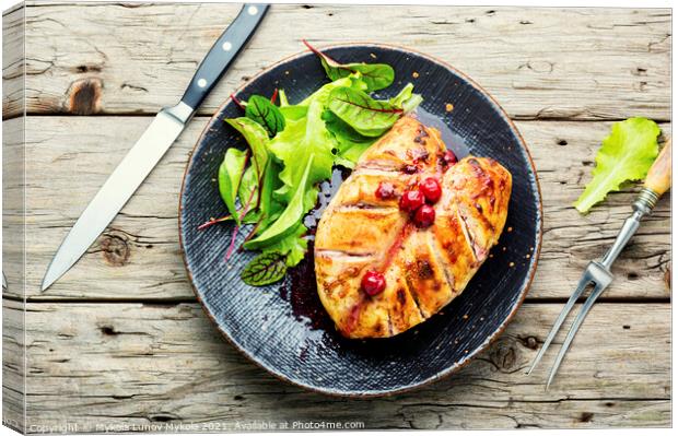 Grilled chicken fillet with cherry syrup Canvas Print by Mykola Lunov Mykola