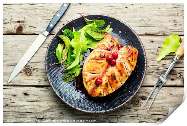 Grilled chicken fillet with cherry syrup Print by Mykola Lunov Mykola
