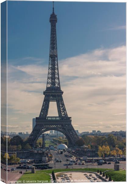 The Eiffel tower and gardens Canvas Print by Vicente Sargues