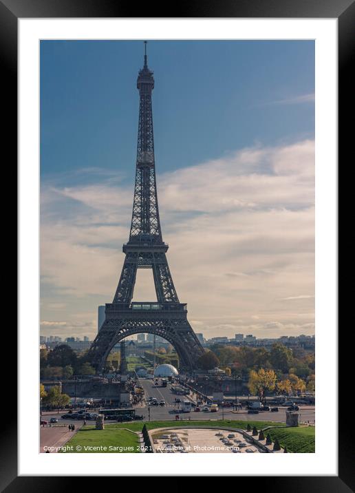The Eiffel tower and gardens Framed Mounted Print by Vicente Sargues