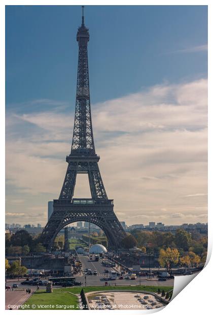 The Eiffel tower and gardens Print by Vicente Sargues