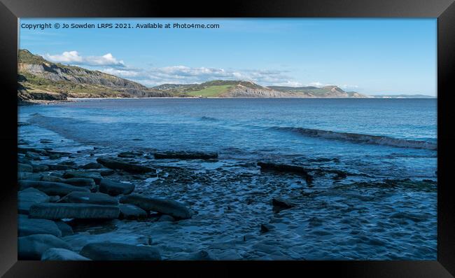 View from the Beach, Lyme Regis Framed Print by Jo Sowden