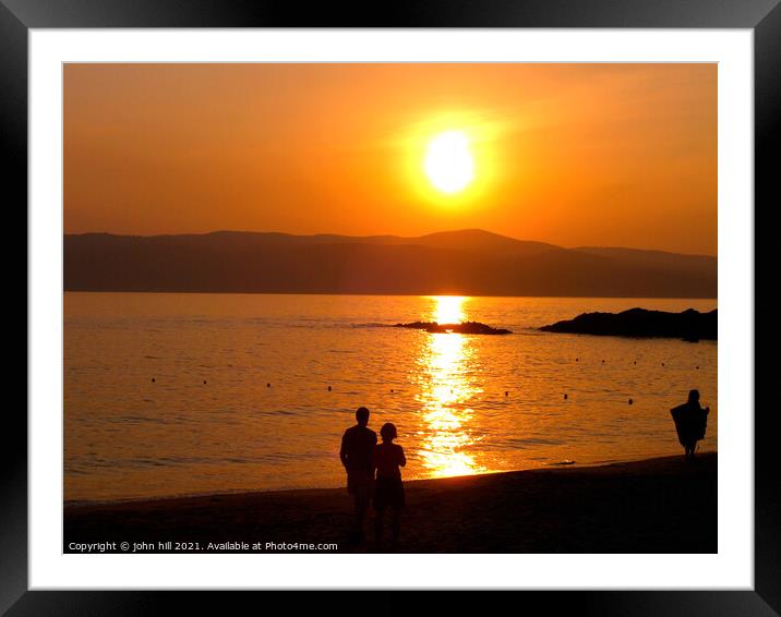 Greek Island sunset Framed Mounted Print by john hill