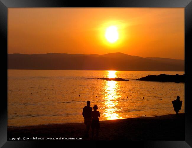 Greek Island sunset Framed Print by john hill