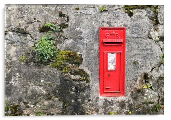 Red Post Box in a Wall Acrylic by Lynn Bolt