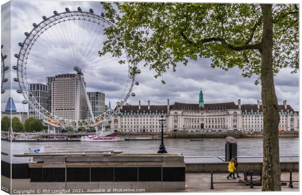 View over the River Thames towards the London Eye  Canvas Print by Phil Longfoot