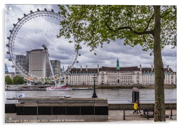 View over the River Thames towards the London Eye  Acrylic by Phil Longfoot