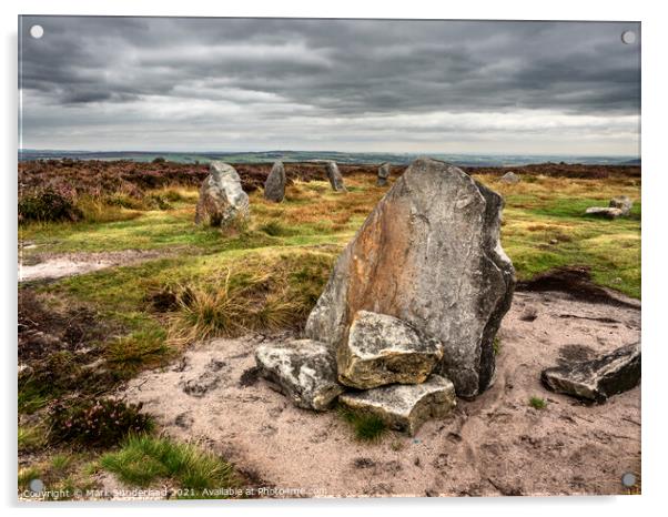 Twelve Apostles Stone Circle Burley Moor Acrylic by Mark Sunderland