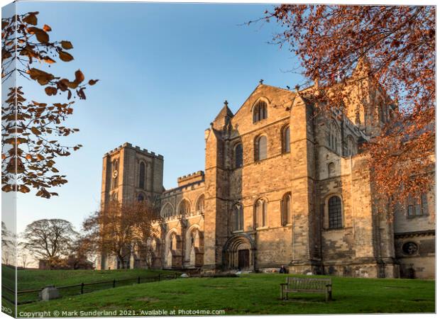 Ripon Cathedral at Sunset Canvas Print by Mark Sunderland