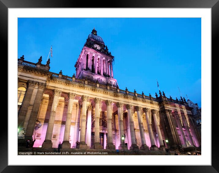 Leeds Town Hall at Christmas Framed Mounted Print by Mark Sunderland