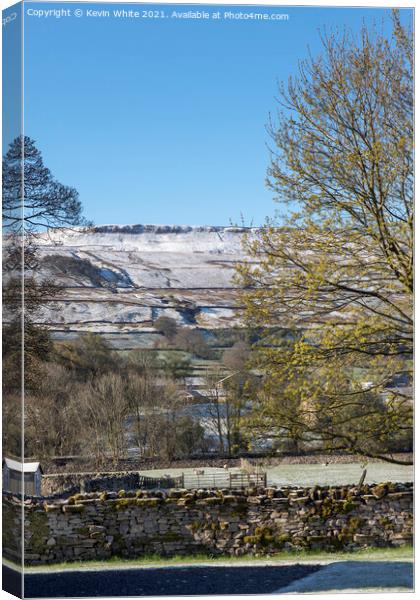 Frosty morning hills view from Hawes camping site Canvas Print by Kevin White