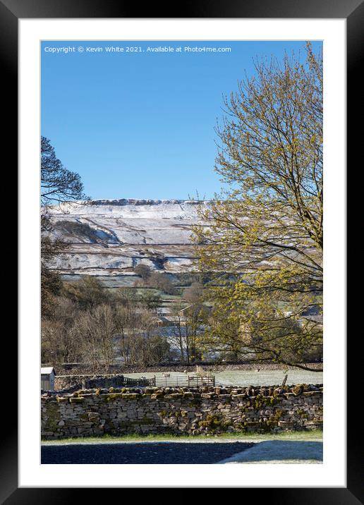 Frosty morning hills view from Hawes camping site Framed Mounted Print by Kevin White