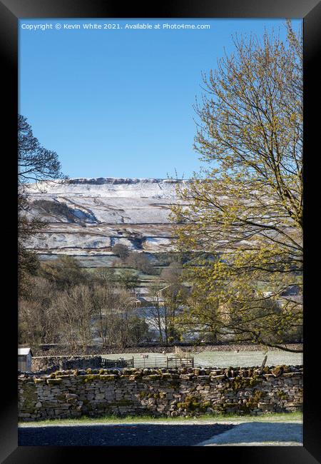 Frosty morning hills view from Hawes camping site Framed Print by Kevin White