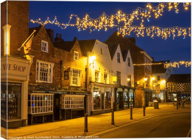 Knaresborough Market Place at Dusk Canvas Print by Mark Sunderland