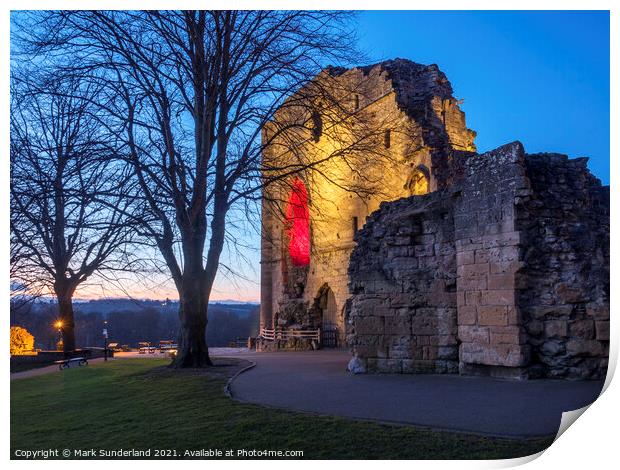 Knaresborough Castle at Dusk Print by Mark Sunderland