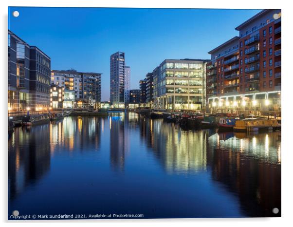 Leeds Dock at Dusk Acrylic by Mark Sunderland