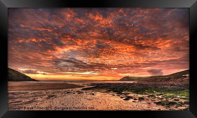 Manobier Sunset Framed Print by Mark Robson