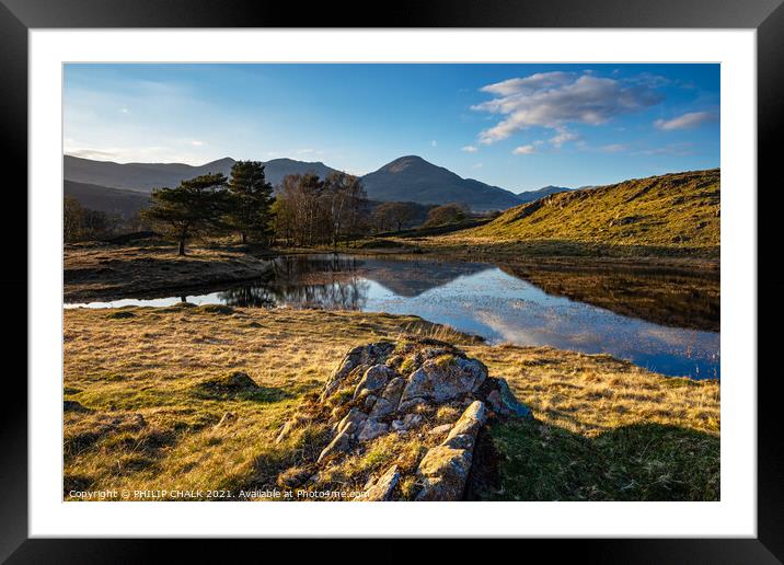Kelly hall tarn at sunset in the lake district Cumbria 527 Framed Mounted Print by PHILIP CHALK