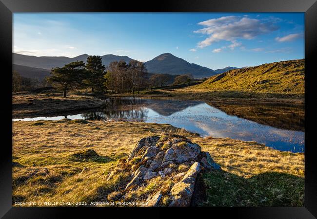 Kelly hall tarn at sunset in the lake district Cumbria 527 Framed Print by PHILIP CHALK