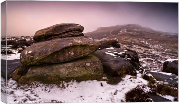 Higger Tor from Carl Wark on a cold December day Canvas Print by Chris Drabble