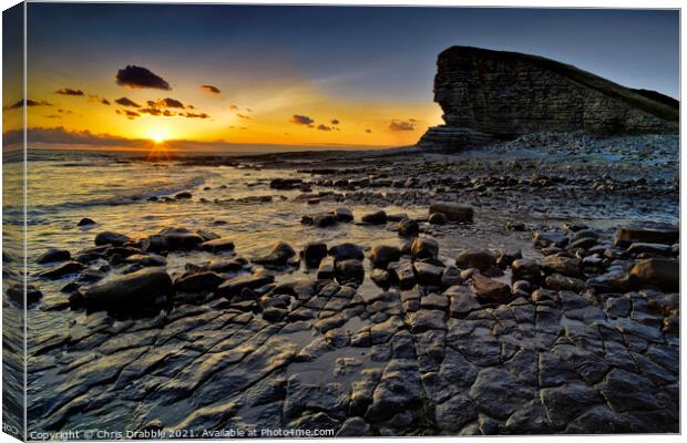 Nash Point, at low tide Canvas Print by Chris Drabble