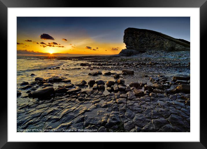 Nash Point, at low tide Framed Mounted Print by Chris Drabble