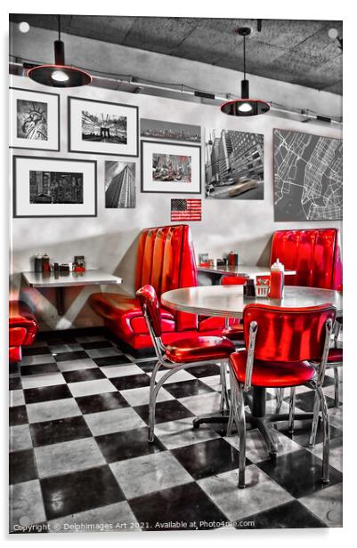 Interior of a classic american diner restaurant Acrylic by Delphimages Art