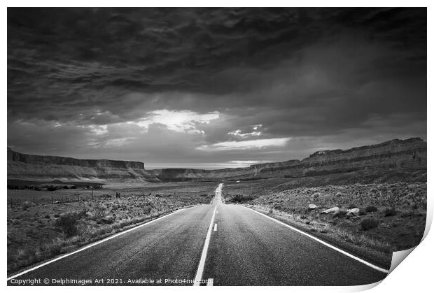 Road to the storm, near Moab, Utah Print by Delphimages Art