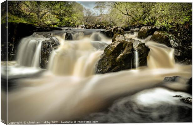 Sitting by the waterfall Scaur water Penpont Dumfries Canvas Print by christian maltby