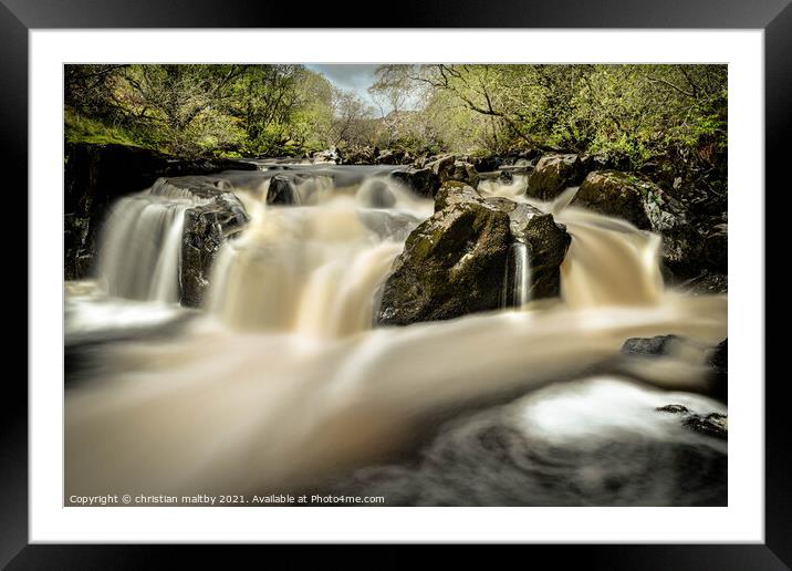 Sitting by the waterfall Scaur water Penpont Dumfries Framed Mounted Print by christian maltby