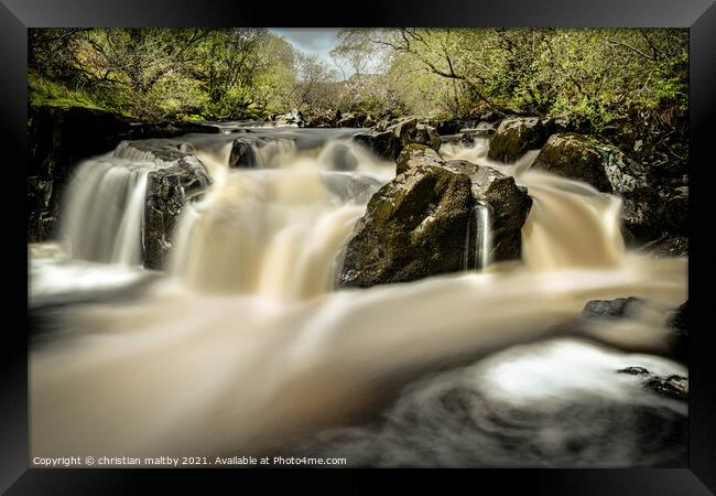 Sitting by the waterfall Scaur water Penpont Dumfries Framed Print by christian maltby